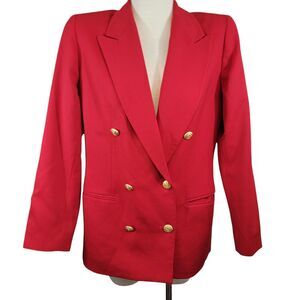 Pendleton Blazer Womans 8 Red Vintage Double Breasted 80s 100% Wool Retro USA